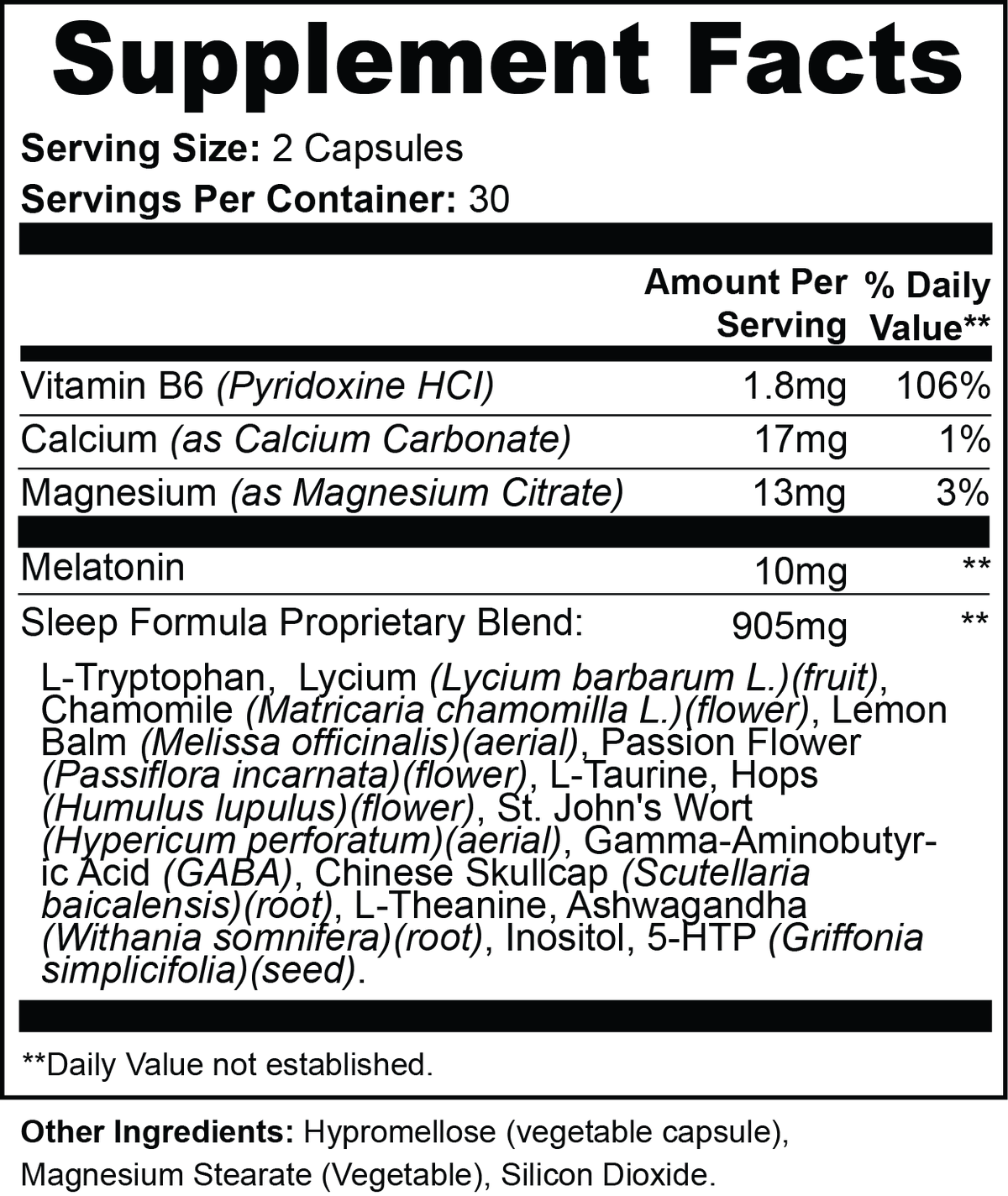 Inward - Lung Support Drops supplement facts panel