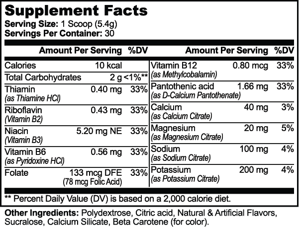 Refill - Electrolyte Powder supplement facts panel