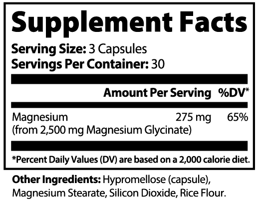 Steady - Magnesium Glycinate supplement facts panel